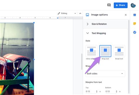 how to add text below image google docs