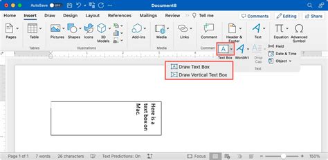 how to add text box in word on mac