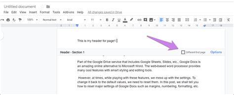 how to add text in footer google docs
