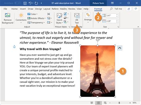 how to add text next to a picture in word