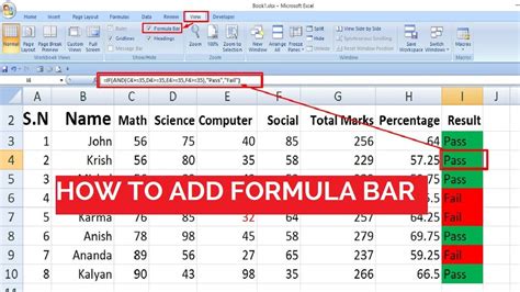 How To Add The Function Bar In Excel