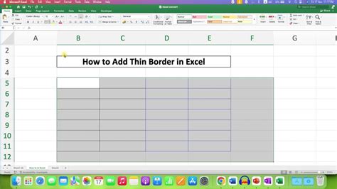 How To Add Thin Border In Excel