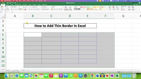 How To Add Thin Top Border In Excel