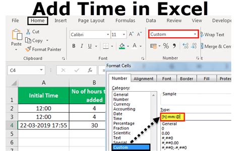 how to add time in excel formula