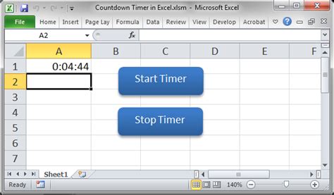 how to add timer in excel cell