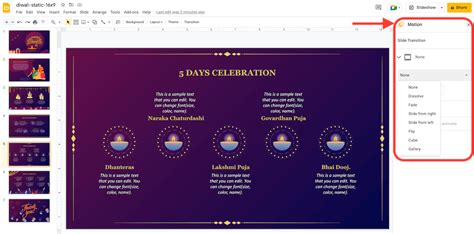 how to add transitions on google slides