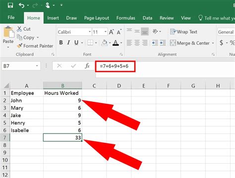 how to add up multiple rows in excel formula
