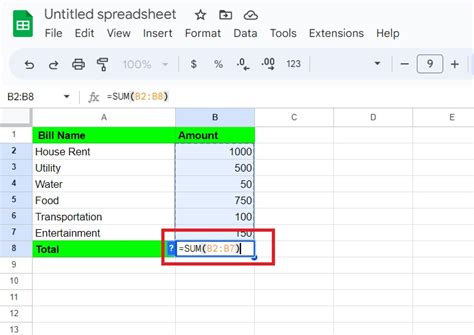 how to add up values in column google sheets