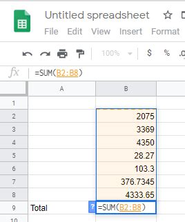 how to add values in google sheets