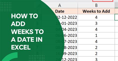 how to add week to date in excel