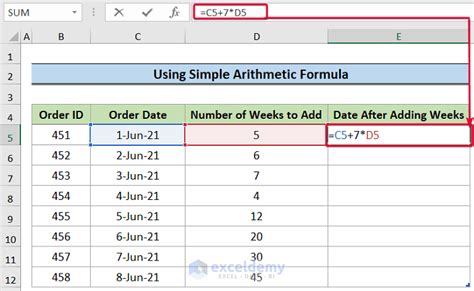 how to add weeks in excel formula