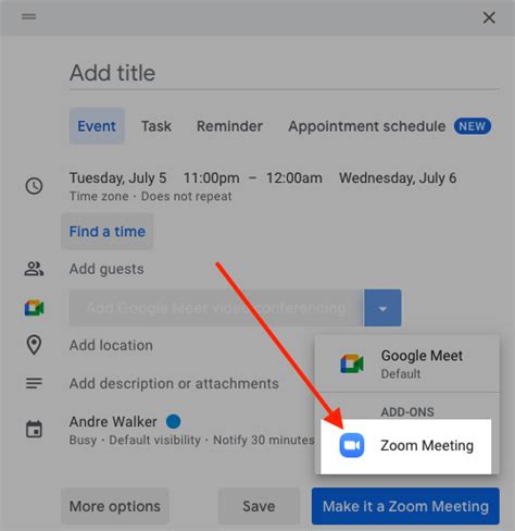 how to add zoom meeting to google calendar