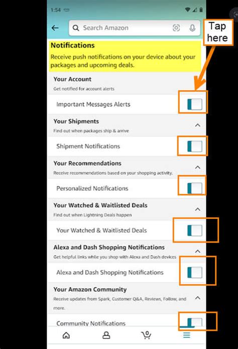 how to adjust amazon email notifications