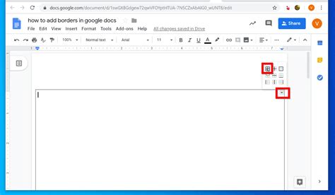 how to adjust border in google docs