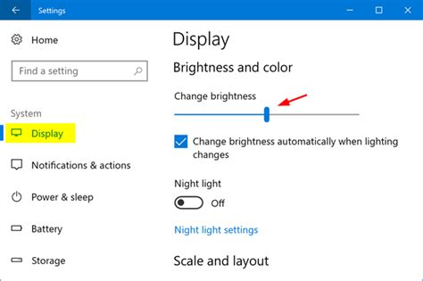 how to adjust brightness in windows 10