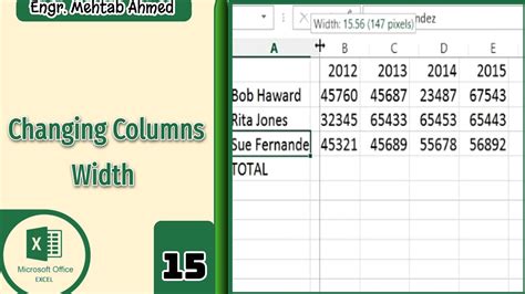 how to adjust column width in excel table