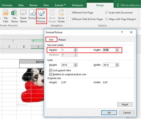 how to adjust image size in excel