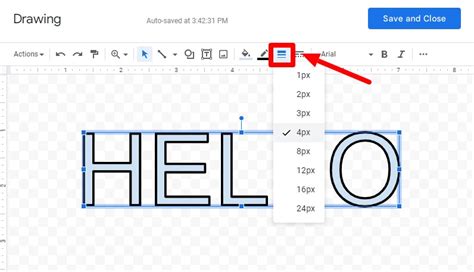how to adjust outline in google docs