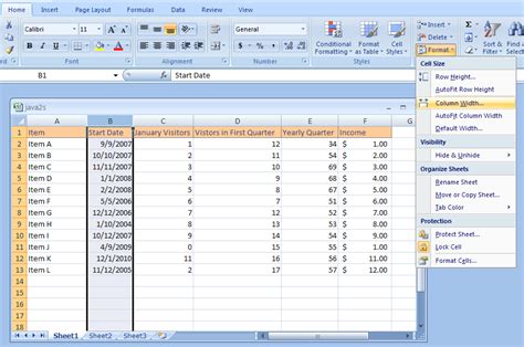 how to adjust row and column height in excel