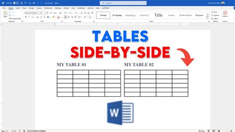 how to align 2 tables side by side in word
