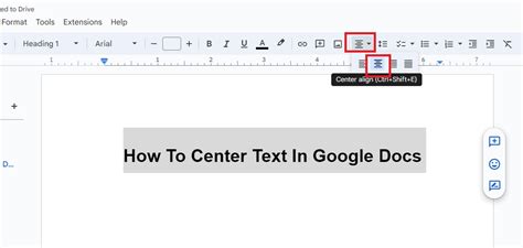 how to align selected text in google docs