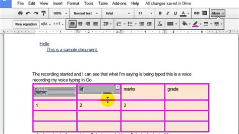 how to align text in google docs table