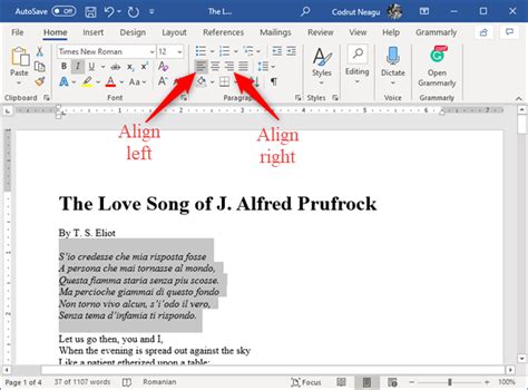 how to align text to top in word