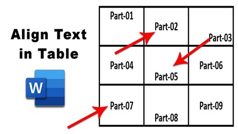 how to align text to top in word table