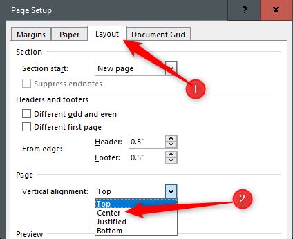 how to align text to top of page in word