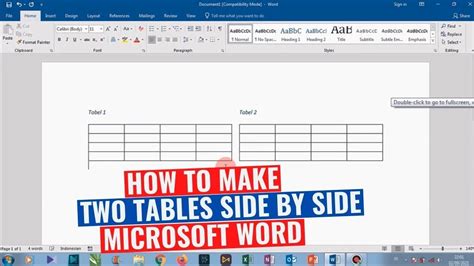 how to align two tables side by side in word