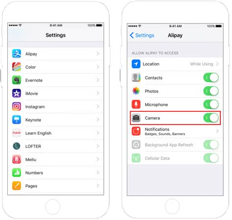 how to allow camera access to apps on iphone