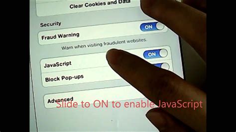 how to allow javascript on ipad