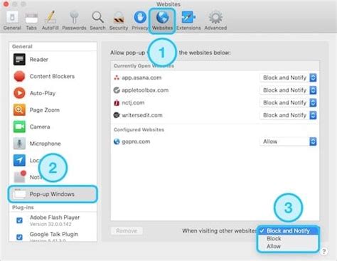 how to allow pop ups for a specific site on ipad