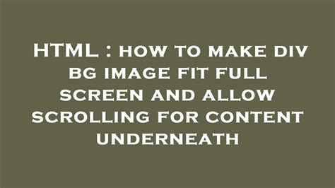 How To Allow Scrolling In Html