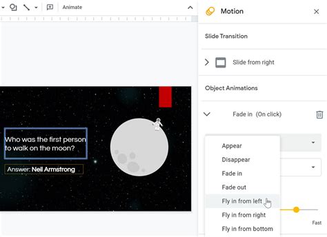 how to animate only one word in google slides