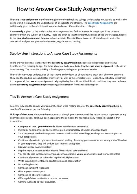 how to answer a case study assignment