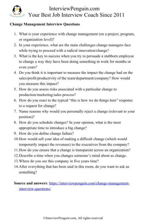 how to answer change management interview questions