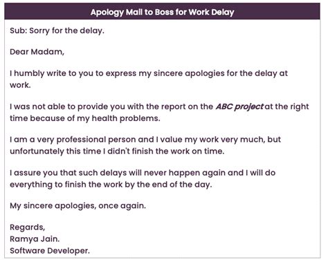 how to apologize for delay in work email