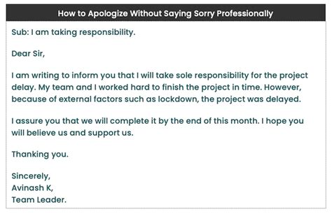 how to apologize without saying sorry in a work email
