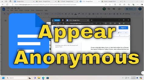 how to appear anonymous in google docs