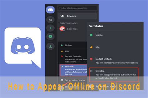 how to appear offline on discord
