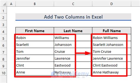 how to append two columns in excel
