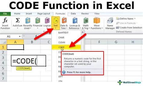 how to apply code in excel