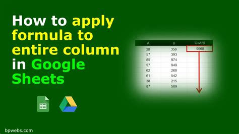 how to apply equation to entire column in sheets