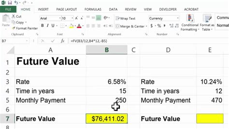 how to apply future value formula in excel
