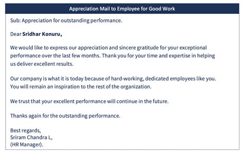 how to appreciate good work in email