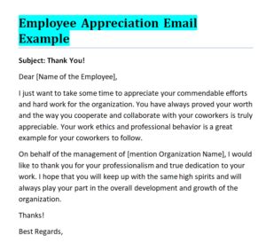 how to appreciate someone for their work in email