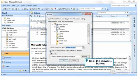how to archive in outlook 2007