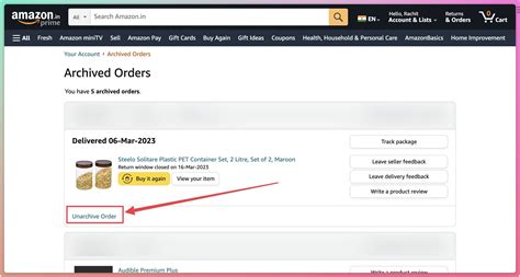 How To Archive Order In Amazon App