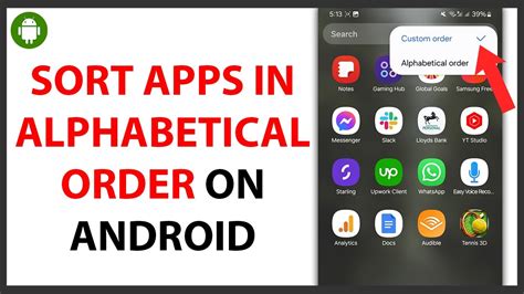 how to arrange apps in alphabetical order in android phone